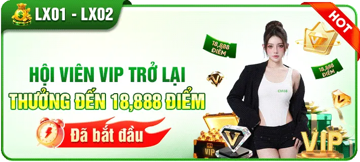 cm88 mừng hội viên VIP trở lại thưởng đến 18,888 điểm